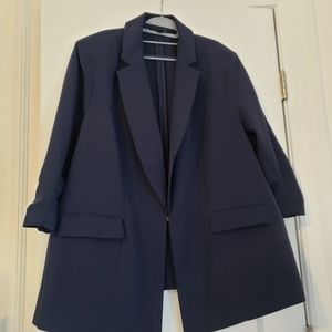INC 3x 3/4 Ruched Sleeve Blazer Navy Blue